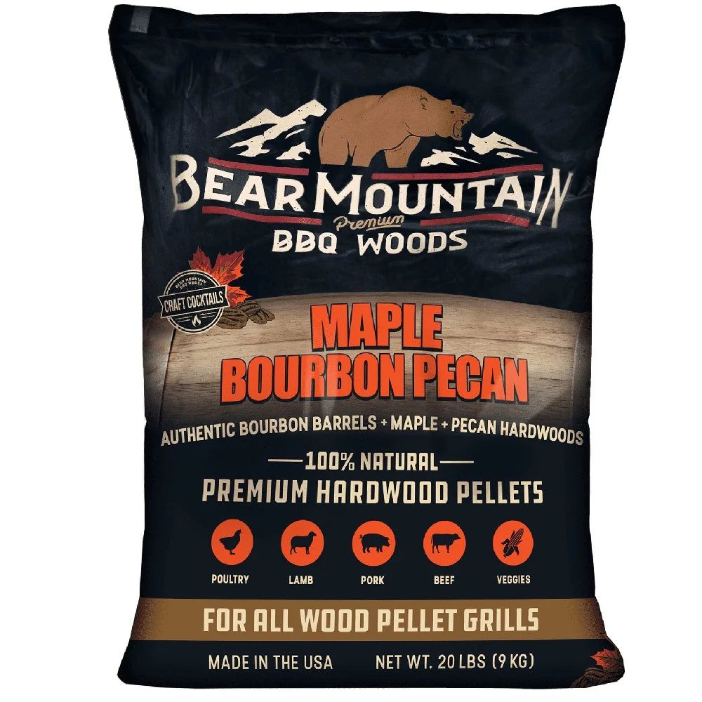Bear Mountain Natural Maple Bourbon Pecan BBQ Wood Pellets 20lb Premium
