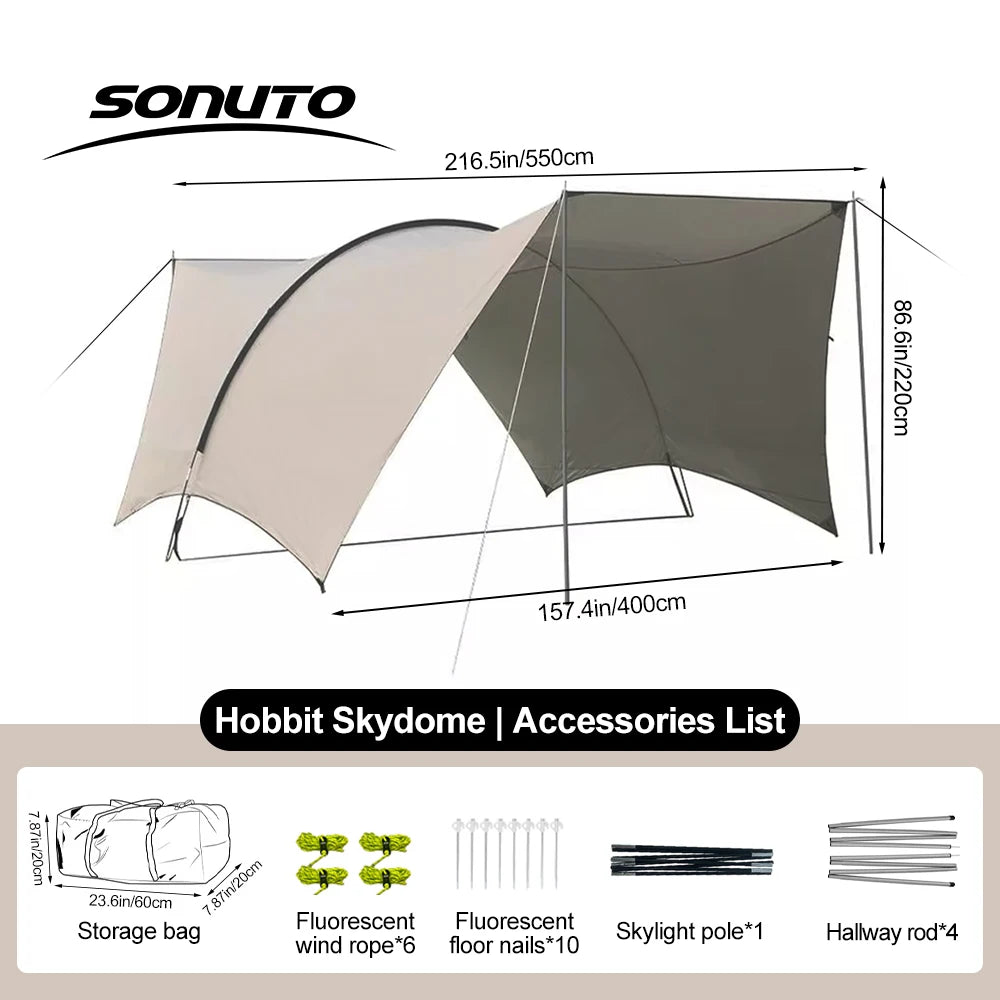 Sonuto Car Awning Tent 210D Waterproof UV Sun Shelter For Outdoor Beach Camping