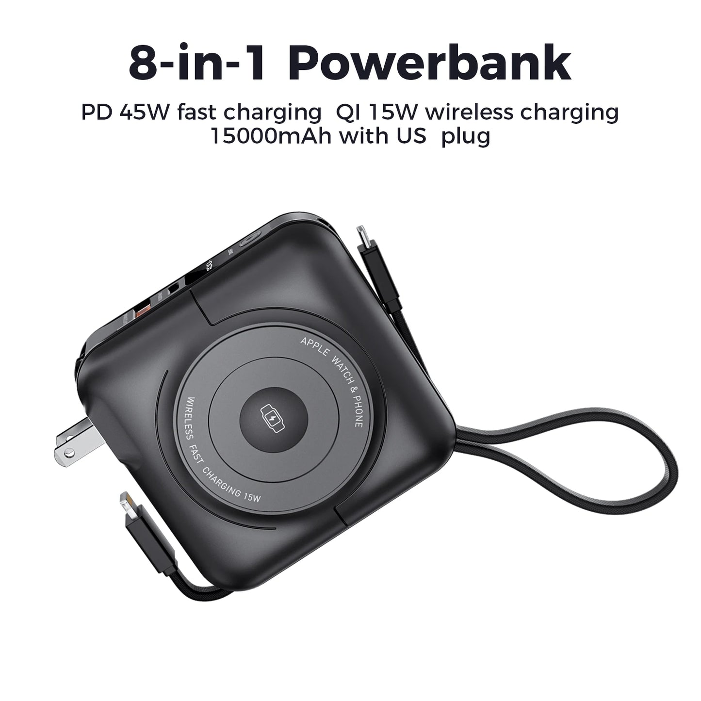 Charge on the go with Crown’s 8 In 1 Magnetic Wireless Power Bank, a 15000mAh powerhouse built for busy lives and travel.
