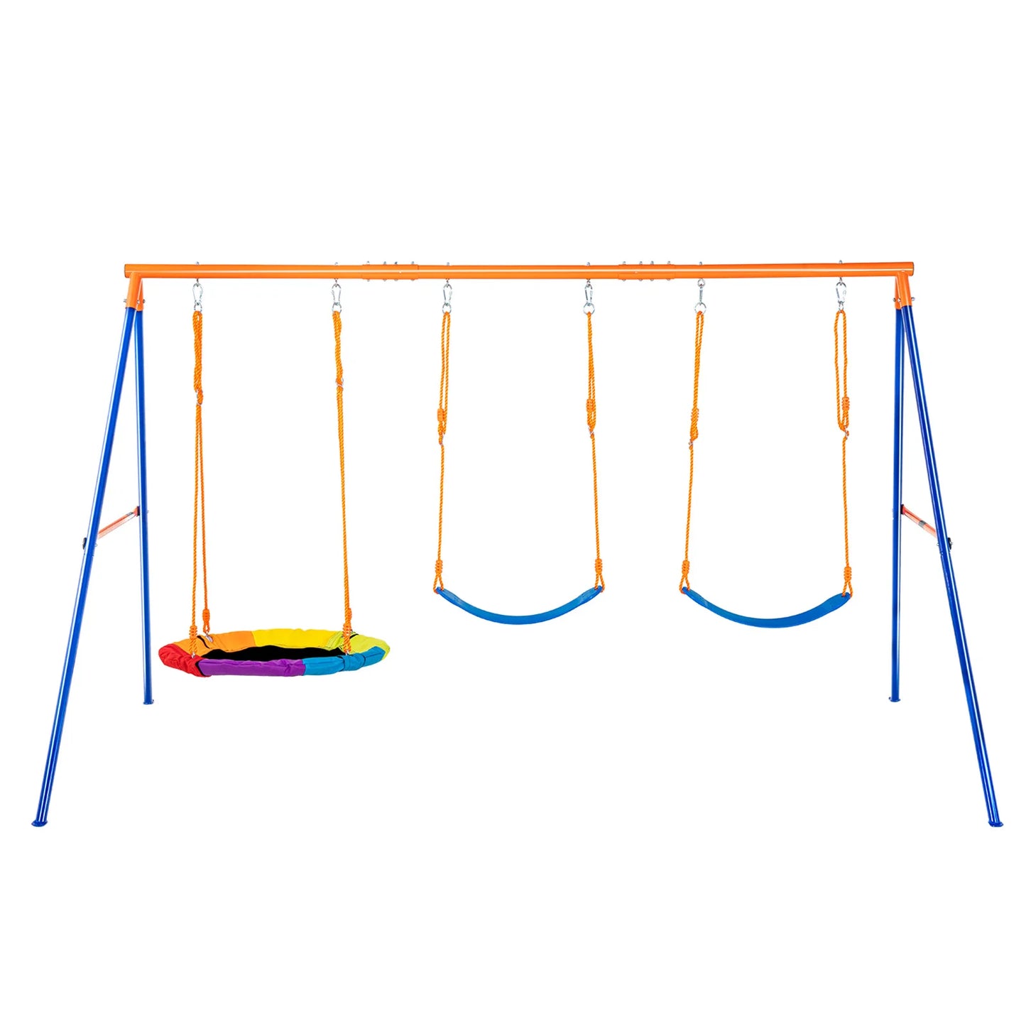 Backyard Swing Set 600 Lb Capacity With 1 Saucer Swing Seat And 2 Belt Seats