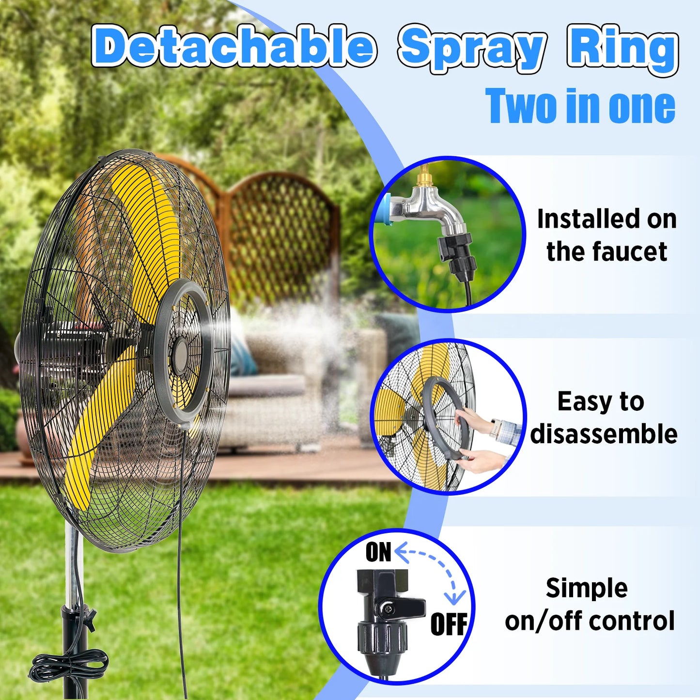 HICFM 9200 CFM 30 Inch Outdoor Misting Fan High Velocity 3 Speed