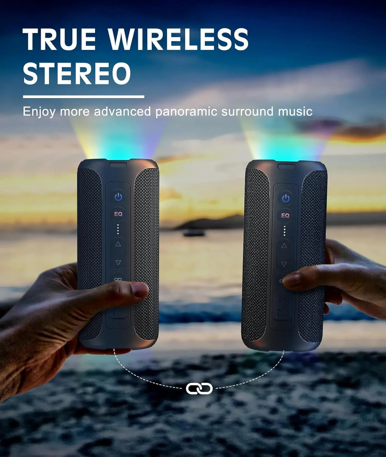 Bluetooth Speaker With RGB Lights IPX7 Waterproof Shower Speaker Deep Bass 30H