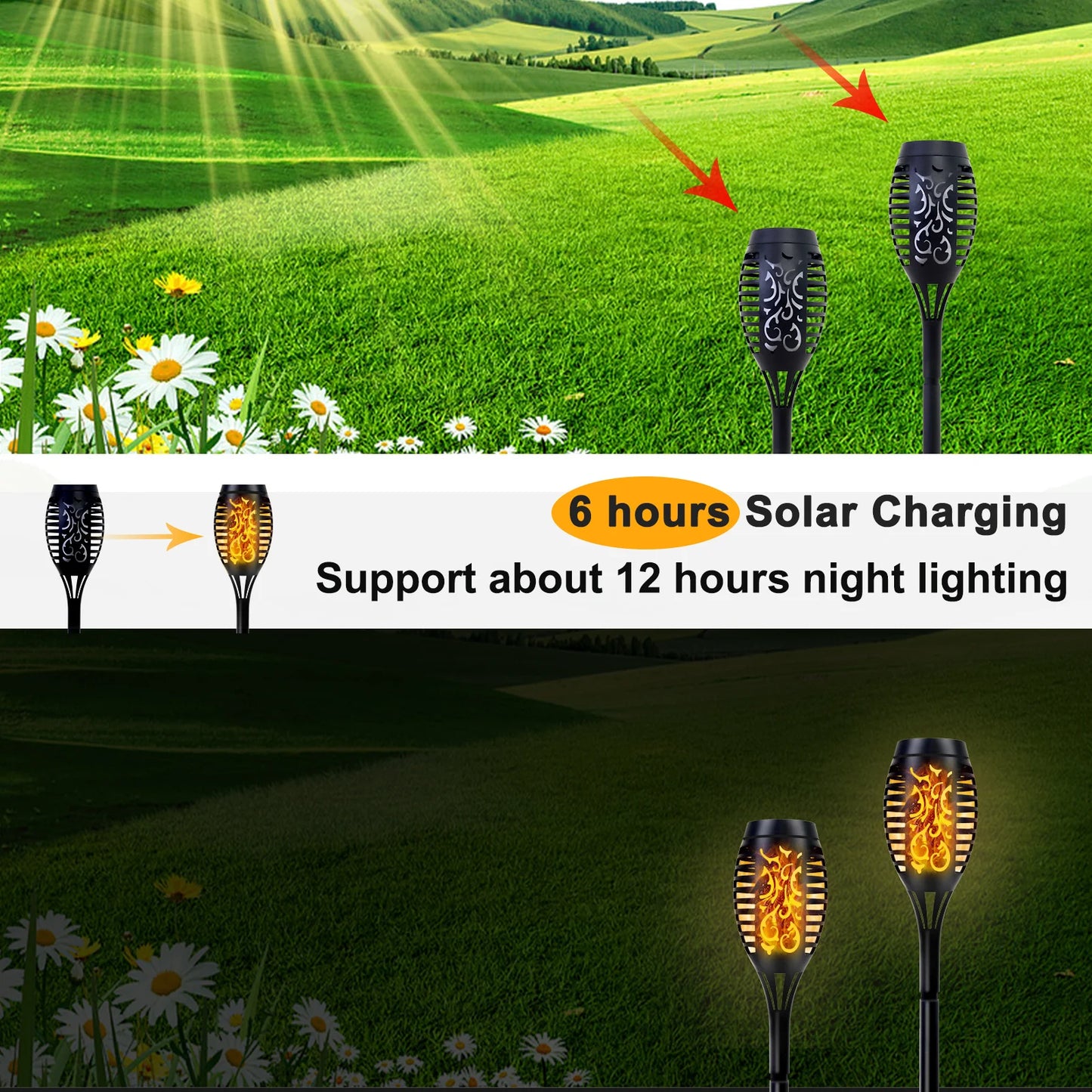 Transform your outdoor spaces with luminous, flickering solar torches that brighten evenings without any wiring or fuss.