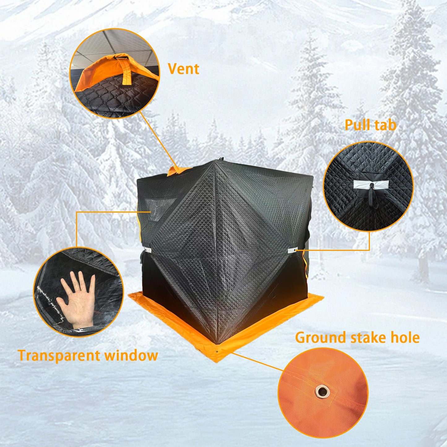 Pakicetus Portable Ice Fishing Shelter With Windproof Windows And Ventilation