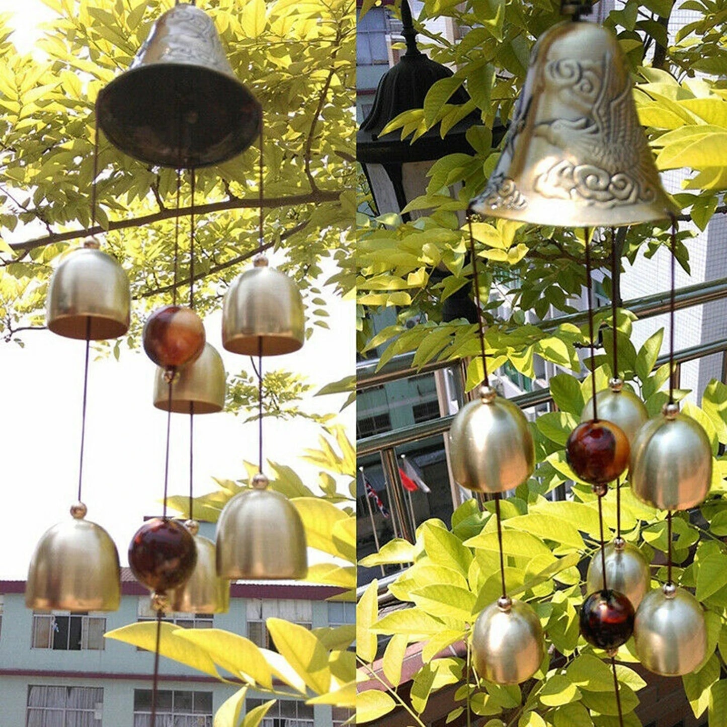 Xiangyanghua 6 Copper Bells Wind Chimes Outdoor Metal Ornament Yard Decor