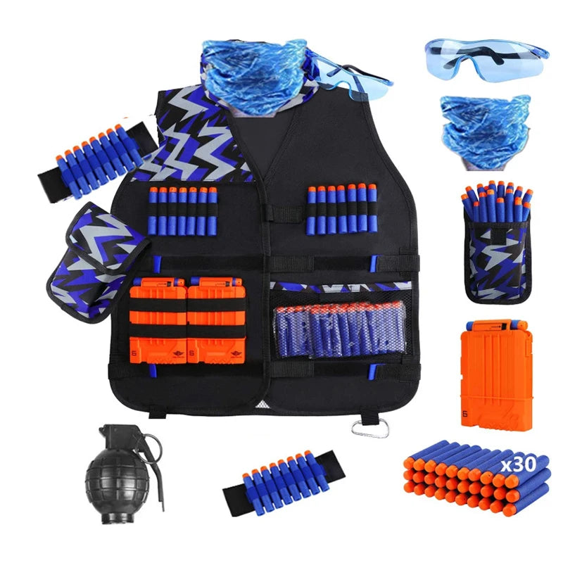 Gear up for action packed Nerf battles with this kid friendly tactical vest kit.