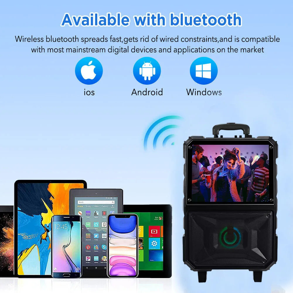 CURUK Bluetooth Party Speaker Karaoke Machine With 15 Inch LED Touchscreen HDMI