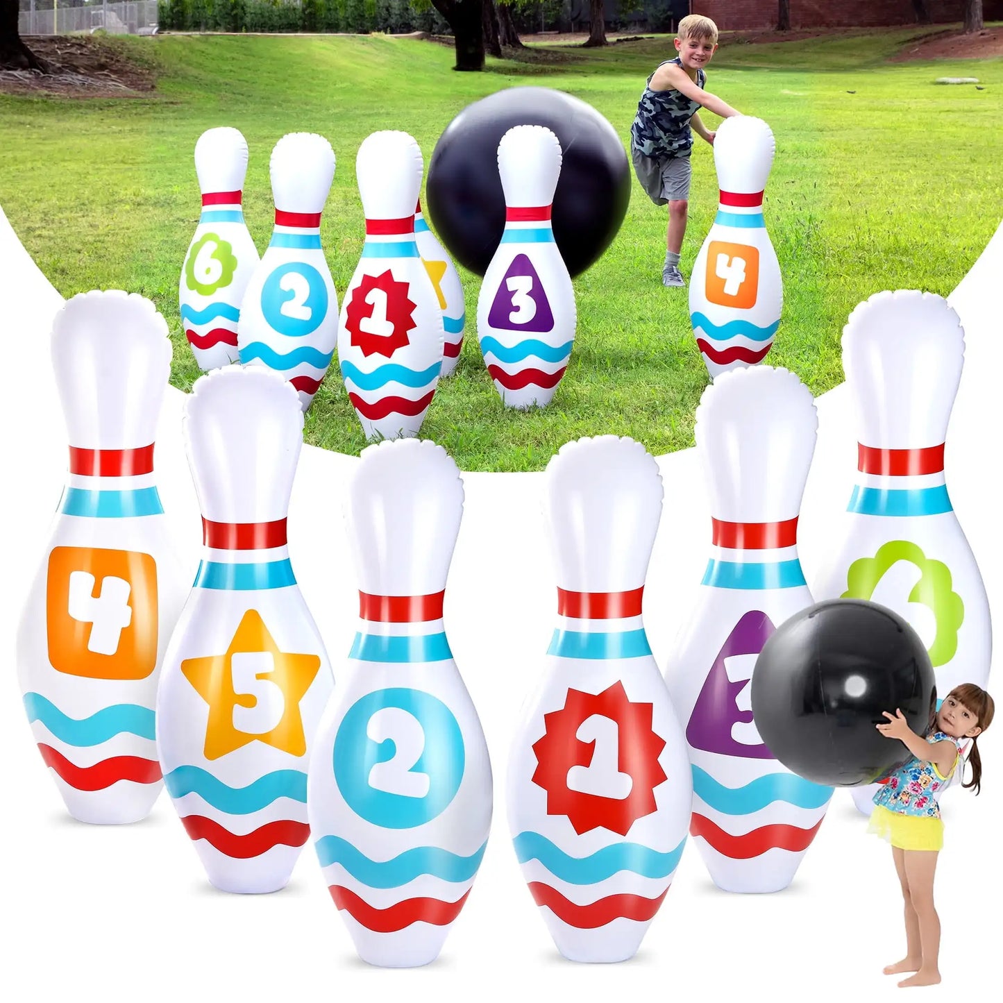 Joyfy Giant Inflatable Bowling Set for Kids Adults Party Games Toy