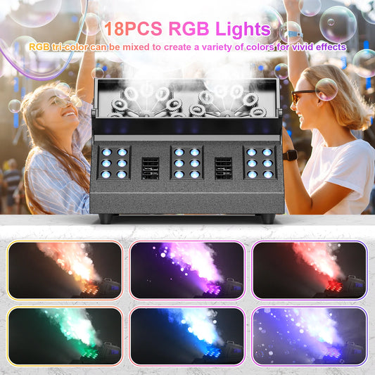 U'King 1500W Smoke Bubble Machine 8 RGB 3in1 LED Fog DMX Stage Light
