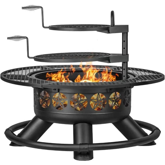 Transform your outdoor space with a 47-inch outdoor fire pit that blends warmth, cooking, and modern style.