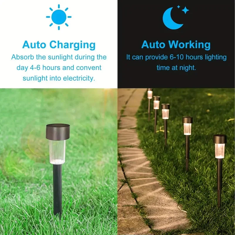 12 Pack Solar Powered Lawn Lights For Garden Courtyard Landscape