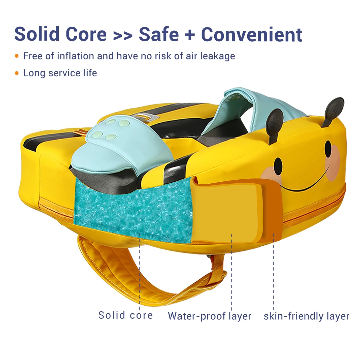 Mambobaby Baby Float With Crotch Strap Sunshade Solid Core 0 To 7 Years