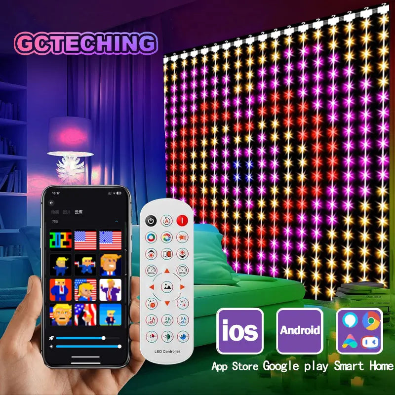 GCTECHING 400 LED Smart Curtain Lights With App Remote Control Music Sync