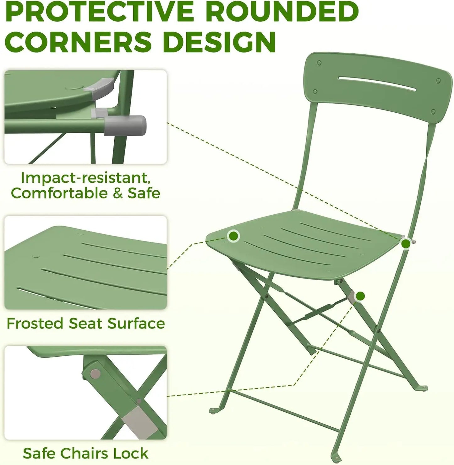 Patio Bistro Set 3 Piece Folding Table And Chairs For Outdoor Garden