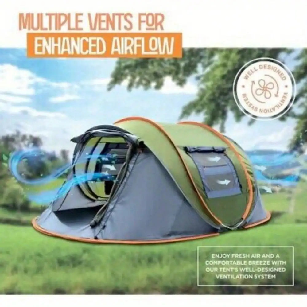 Four Person Pop Up Camping Tent With Two Doors Waterproof UPF50