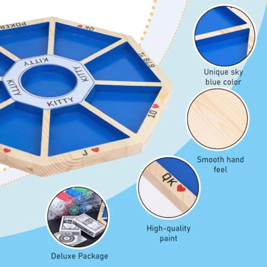 XMSJ Wooden Michigan Rummy Board Game Deluxe Tripoley Set With Michigan Rummy Board 2 Pokers 100 Chips And Game Manual