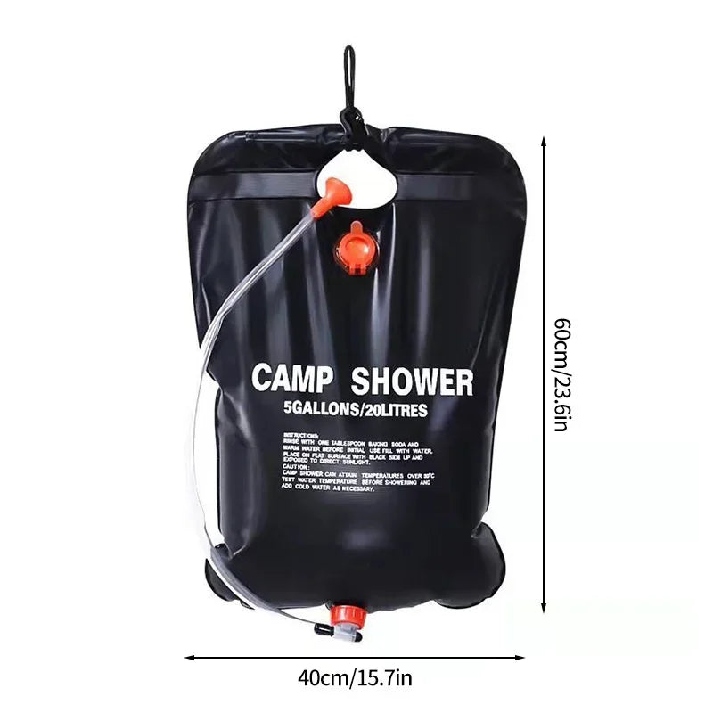 Portable Solar Camping Shower Bag With Switchable Head And Heating