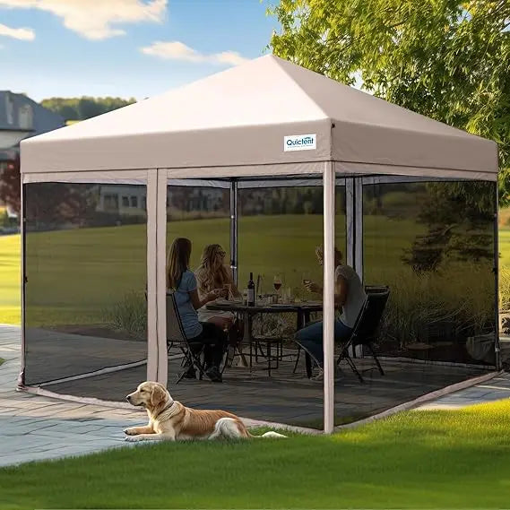 10x10 Pop Up Screened Canopy Tent With Mosquito Netting Portable Shelter Patio
