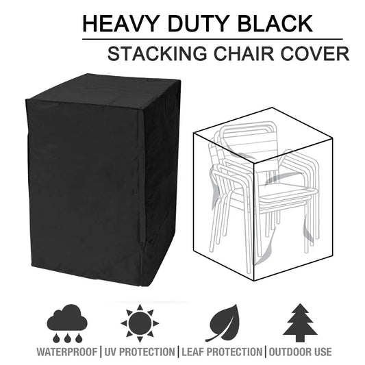 Protect your outdoor seating with a weather ready chair cover designed for stacking chairs.
