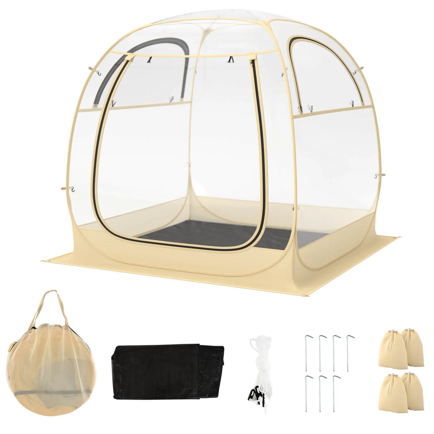 Experience instant protection with a 6x6 ft pop up tent that springs into place, delivering weatherproof shelter for up to six people.