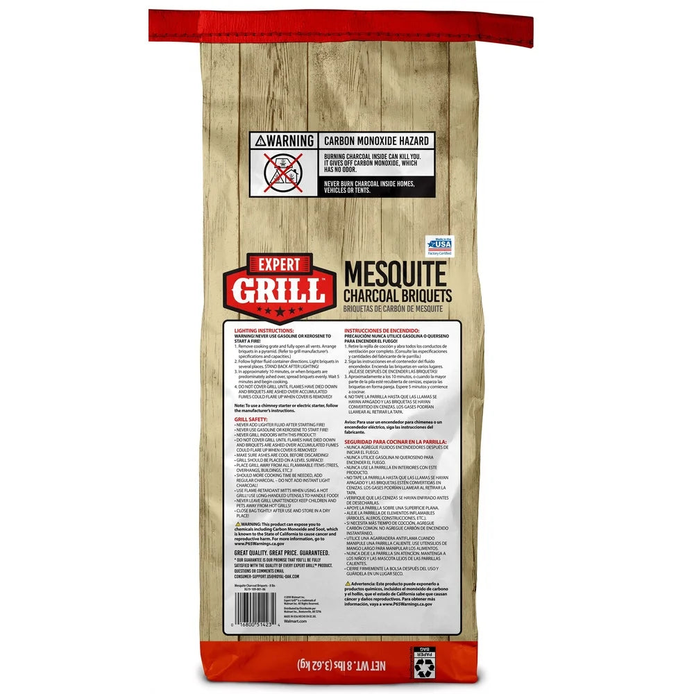 Mesquite Charcoal Briquettes 8 Lb Bag For Grilling And Smoking