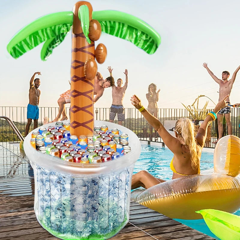 Make a splash this summer with a playful inflatable coconut tree that keeps drinks afloat while you soak up the sun.