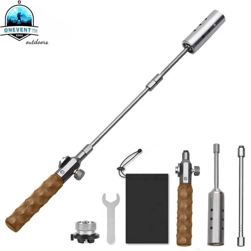 Wood Handle Removable Three Stage Gas Burner Gun for Outdoor Camping BBQ