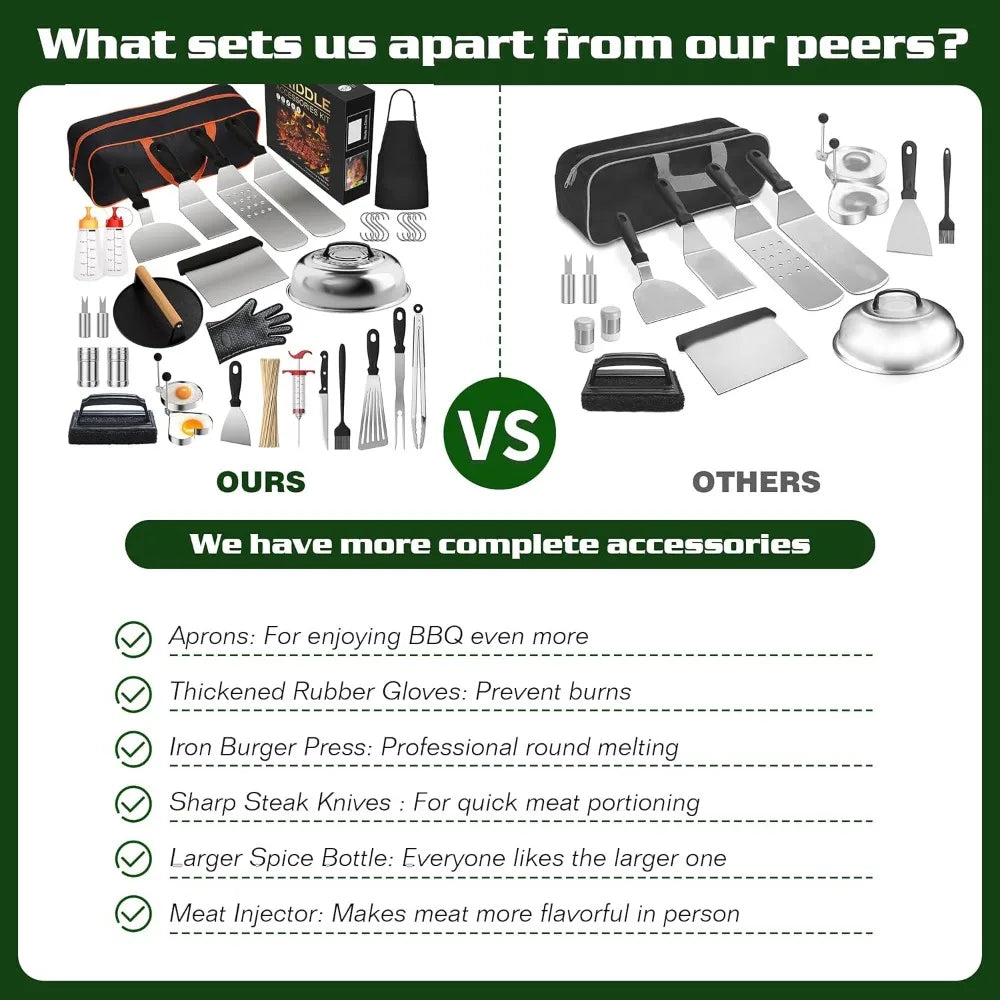 134 Piece Griddle Accessories Kit for Blackstone Grills Dome Burger Press Tools