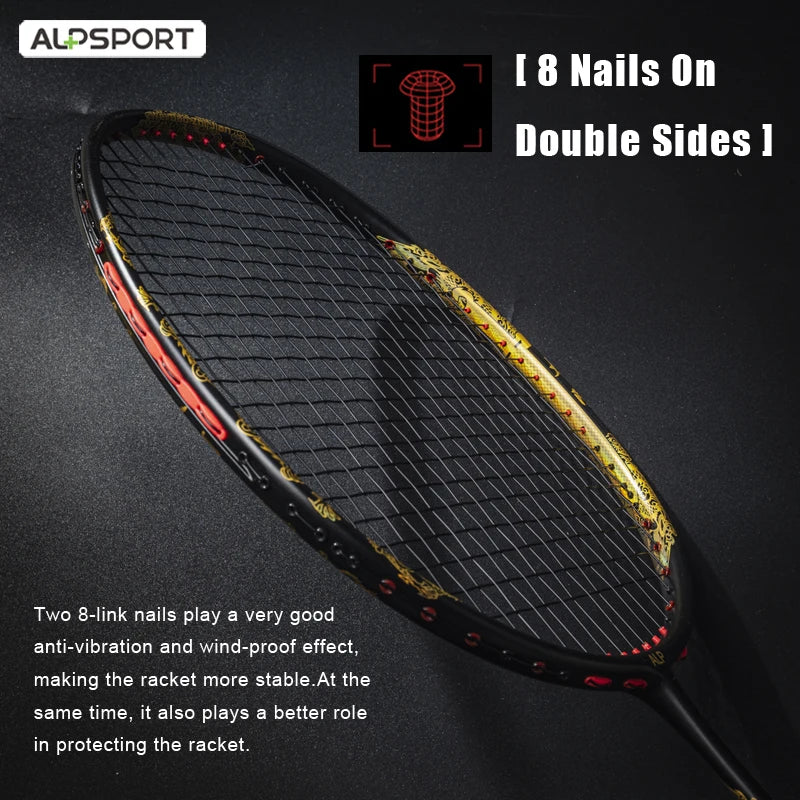 Alpsport Taj 4U Badminton Racket T800 Carbon Fiber Ultra Light Includes Bag