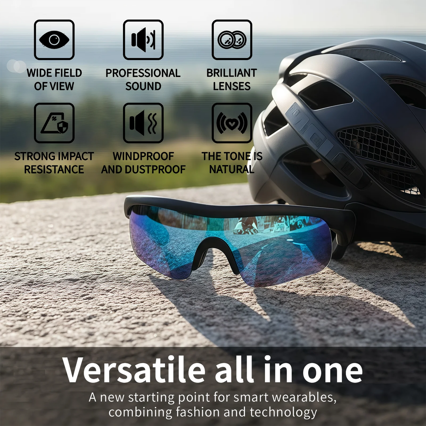 PveQQve AI Smart Glasses With Polarized Lens Translation Bluetooth Cycling