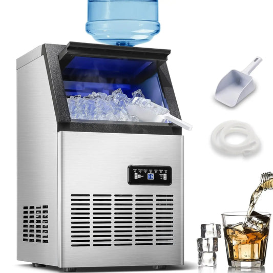 Zomagas 110 Lbs Per 24H Stainless Steel Ice Maker With Dual Water Inlets