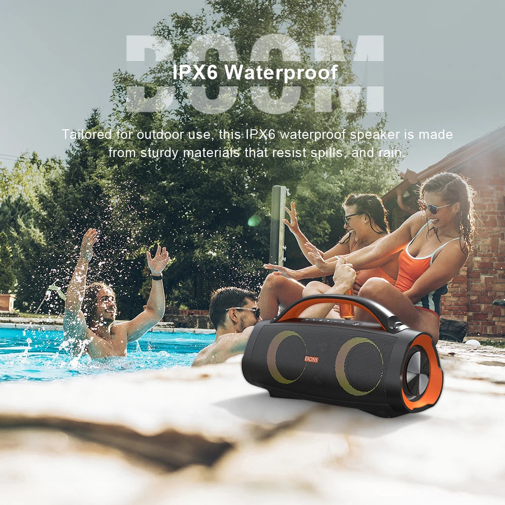 DOSS 100W Portable Bluetooth Speaker 5.3 IPX6 Waterproof Outdoor
