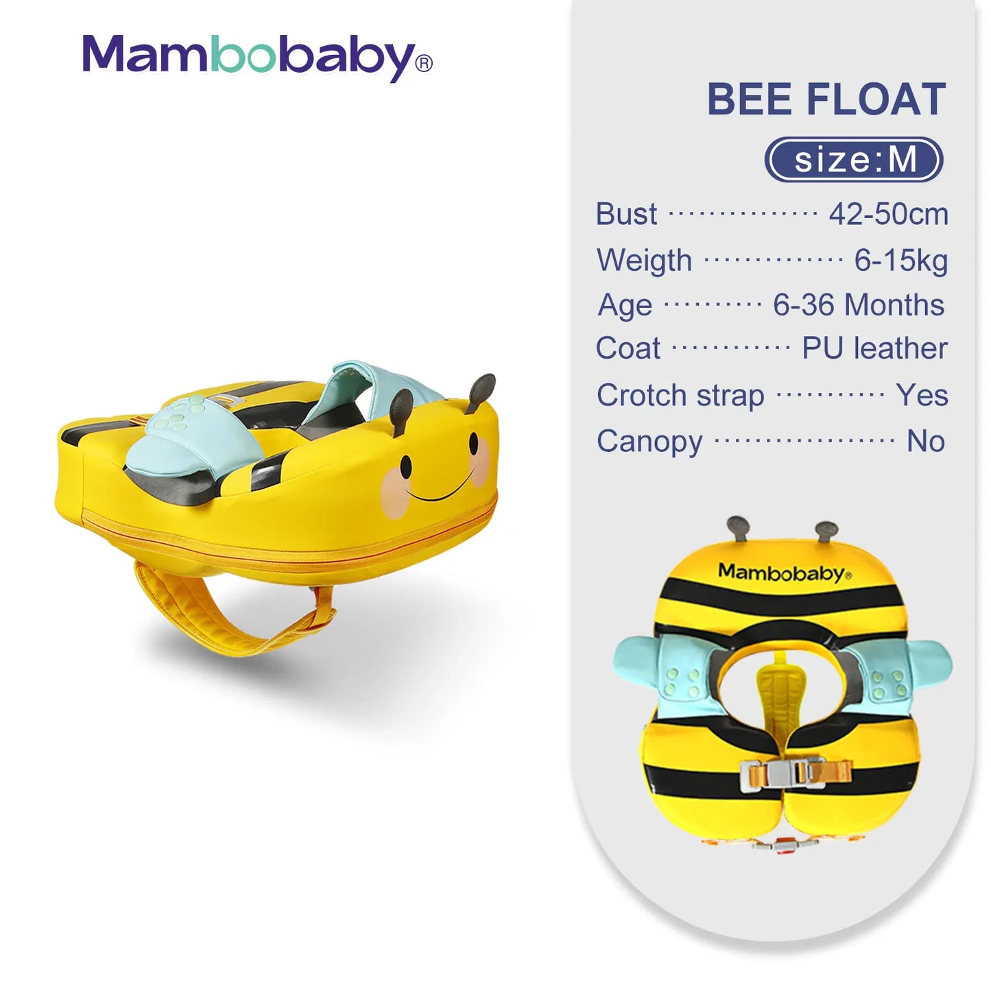 Mambobaby Baby Float With Crotch Strap Sunshade Solid Core 0 To 7 Years