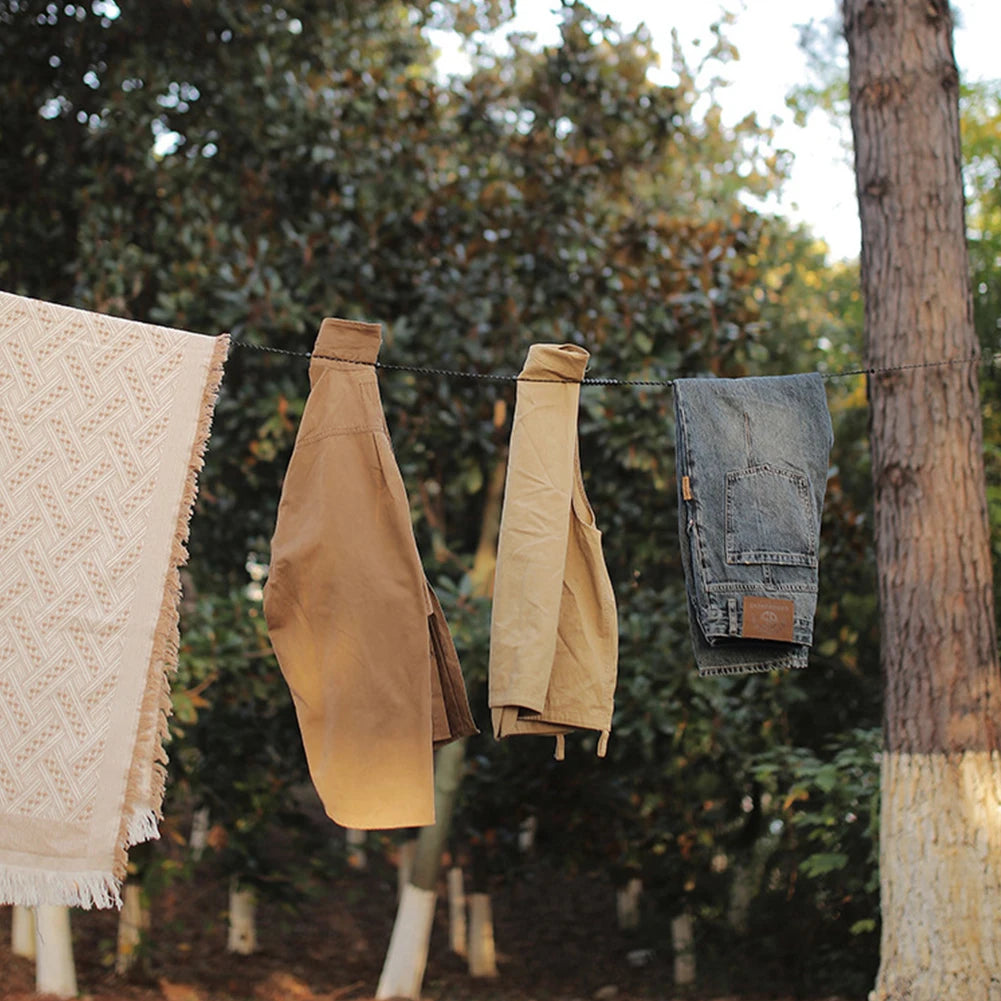 Travel light and dry faster with this compact Camping Stretch Clothesline that adapts to any hotel, cruise campsite or cabin, keeping your laundry ready on the go.