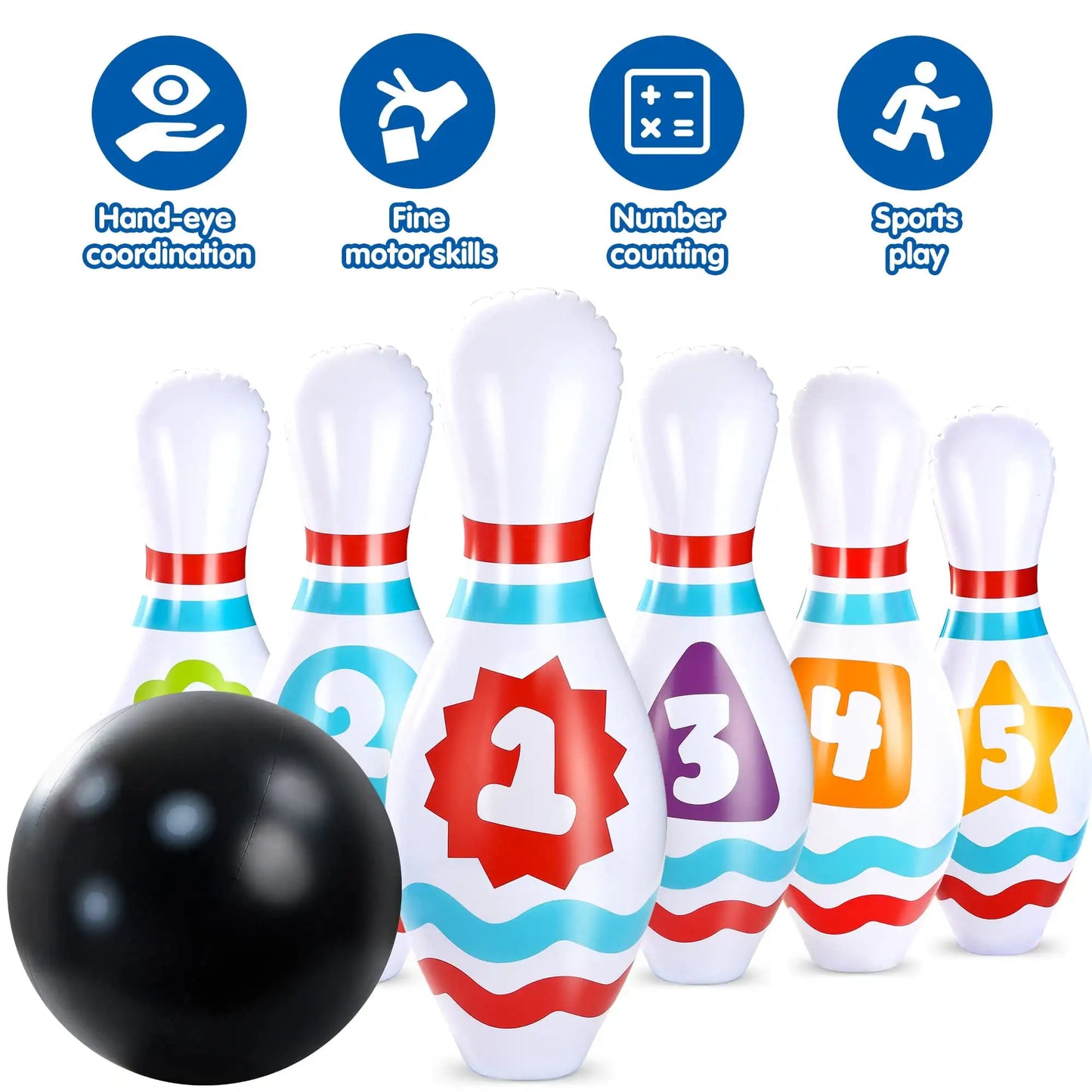 Joyfy Giant Inflatable Bowling Set for Kids Adults Party Games Toy