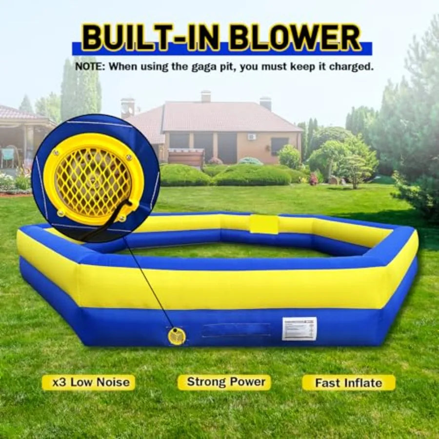 OLOEY 15Ft Inflatable Gaga Ball Pit With Balls For Indoor Outdoor Use Portable