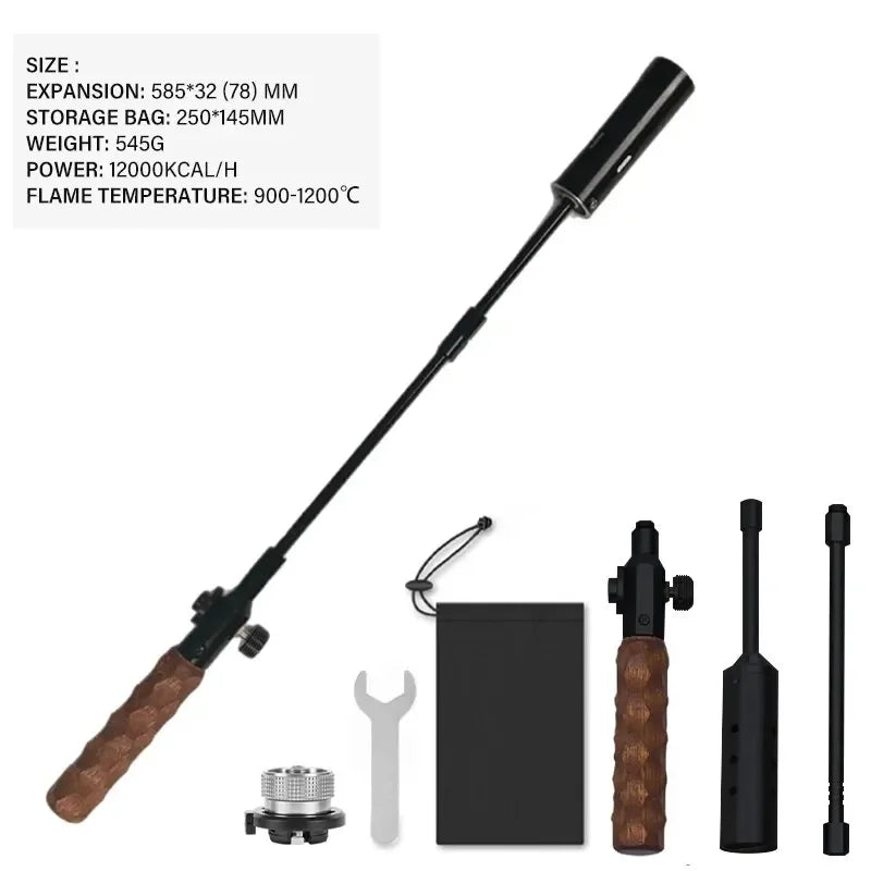 Wood Handle Removable Three Stage Gas Burner Gun for Outdoor Camping BBQ