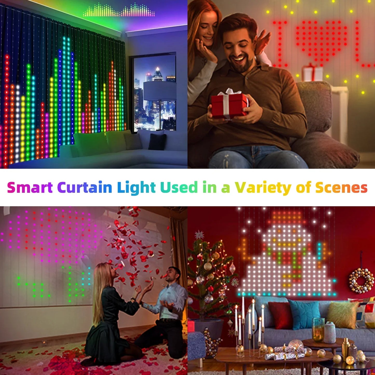 GCTECHING 400 LED Smart Curtain Lights With App Remote Control Music Sync