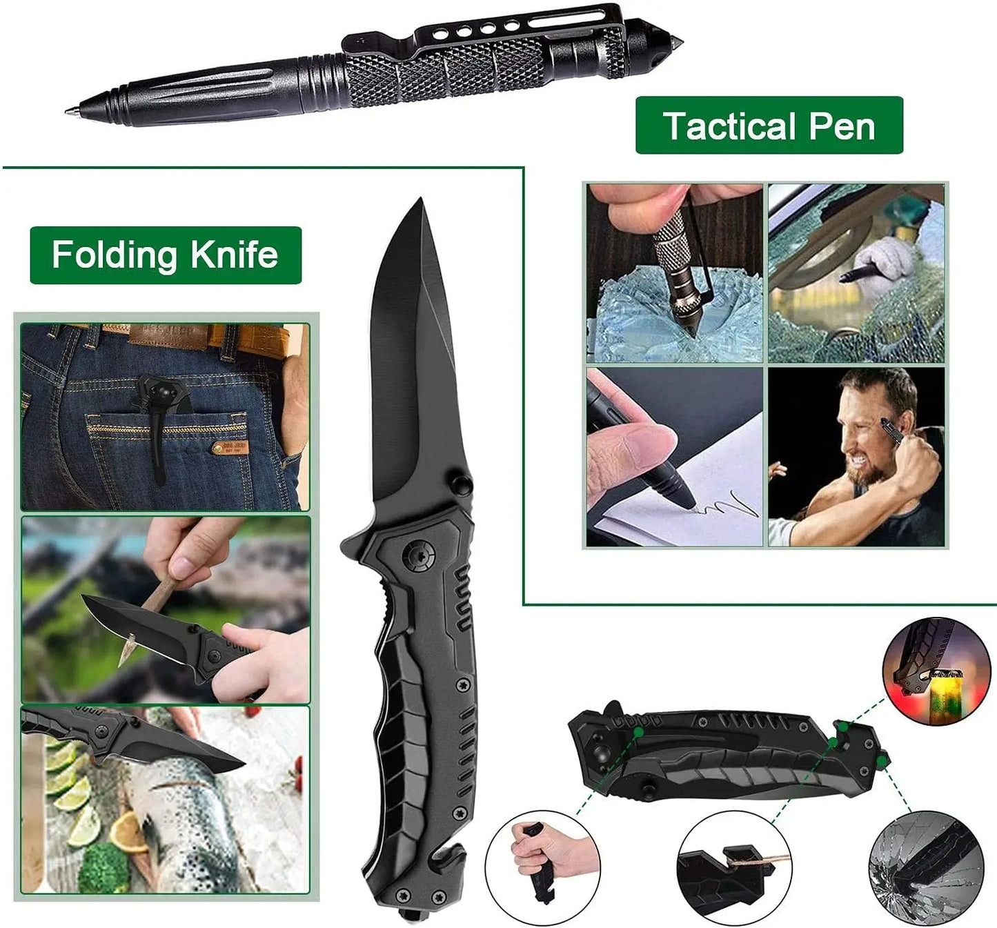 Gemagic brings you a 35‑in‑1 survival kit that keeps you prepared for every outdoor adventure, whether you're camping, hiking, hunting, or exploring remote terrain.