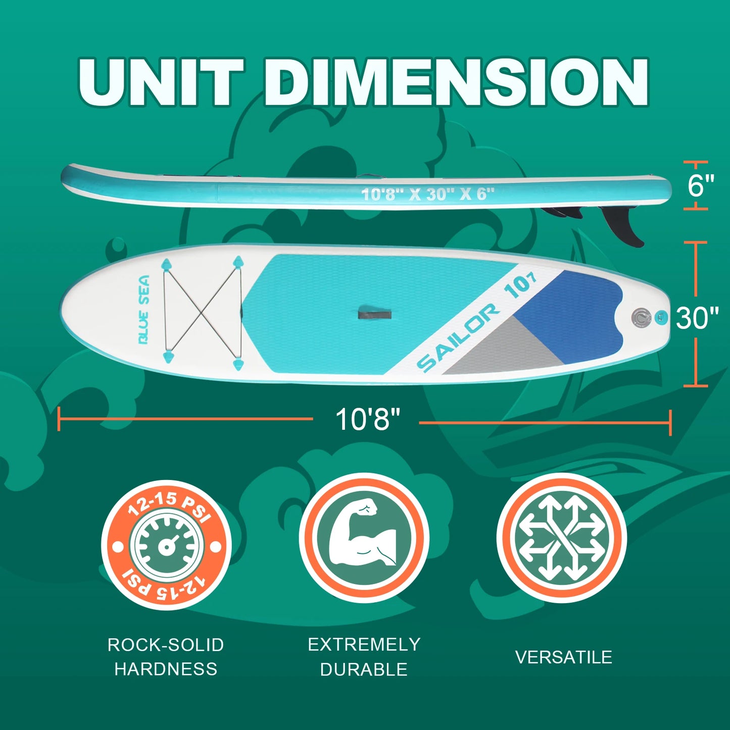 Cadalene 10ft 8in Inflatable Stand Up Paddle Board For Adult Non Slip Deck PVC