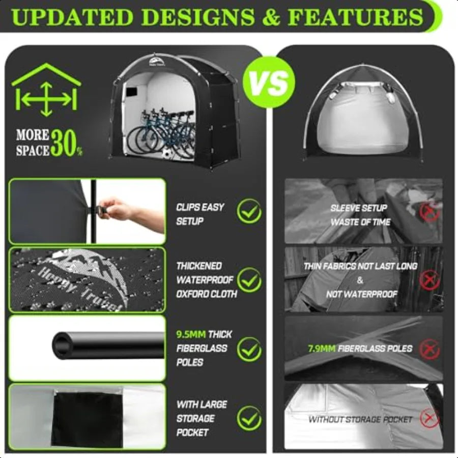 Large Outdoor Waterproof Bike Storage Tent Shed For 2 To 3 Bikes With Window