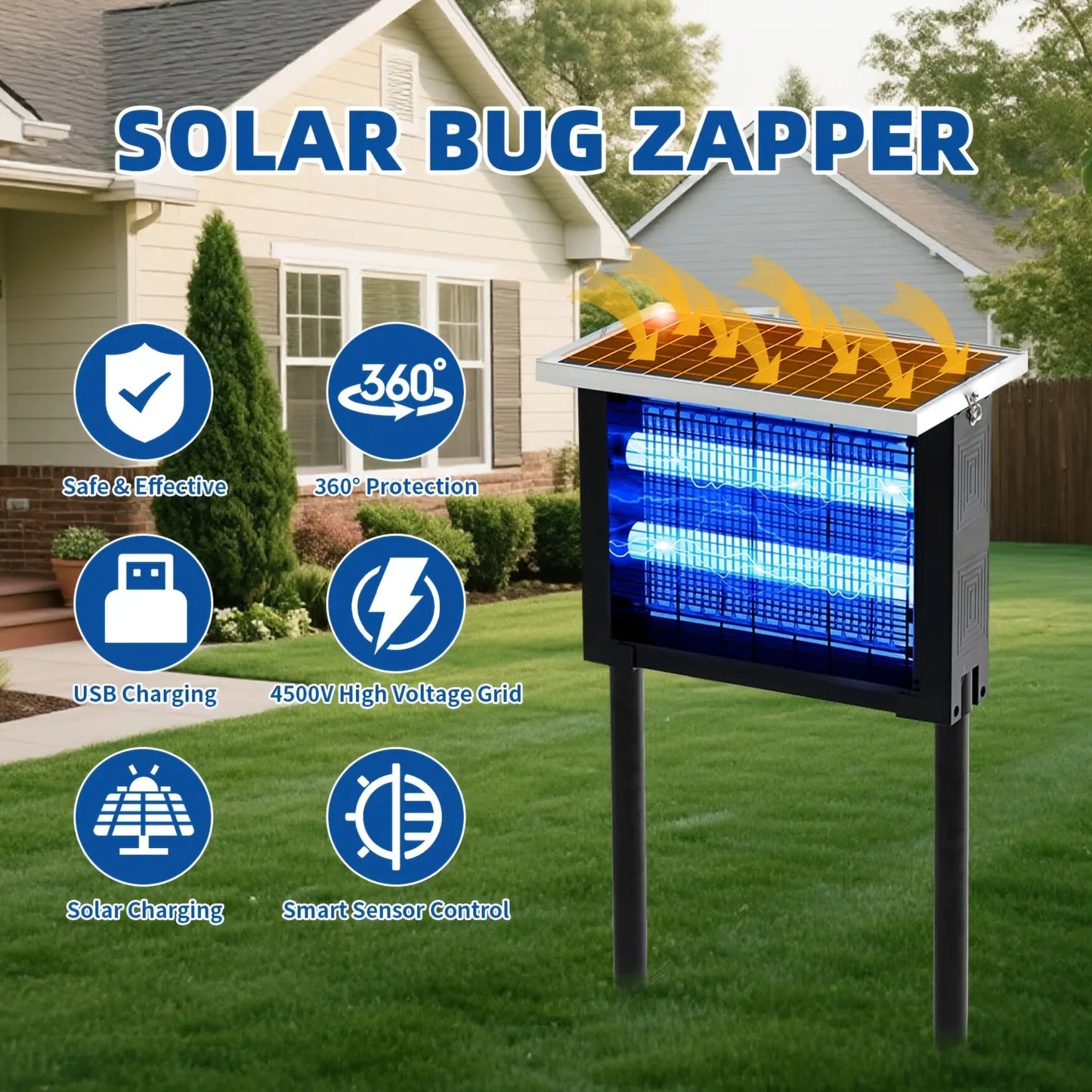 Power through mosquitoes with a silent, solar powered bug zapper built for your outdoor living.