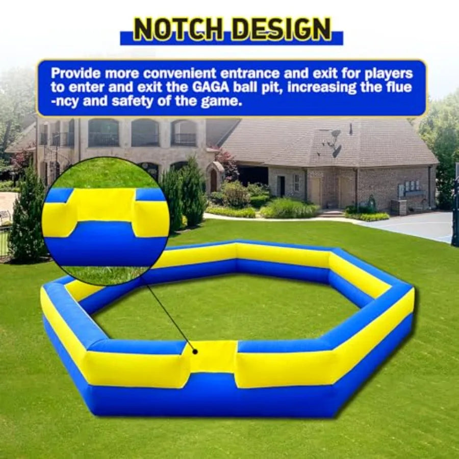 OLOEY 15Ft Inflatable Gaga Ball Pit With Balls For Indoor Outdoor Use Portable