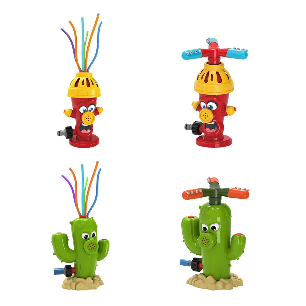 Fire Hydrant Cactus Sprinkler Toy Spinning Rotating Sprinkler For Backyard
