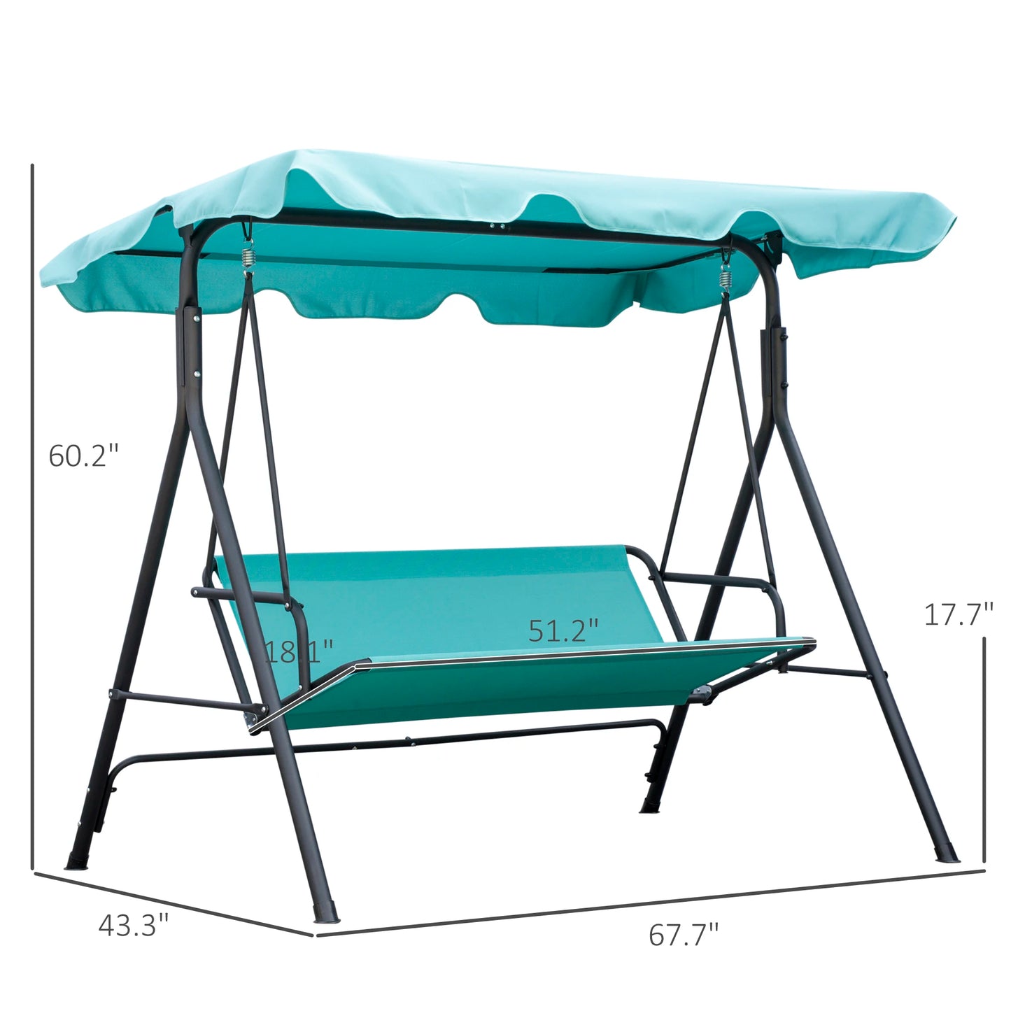 Outsunny Porch Swing Hammock Bench Chair 3 Seat with Adjustable Canopy