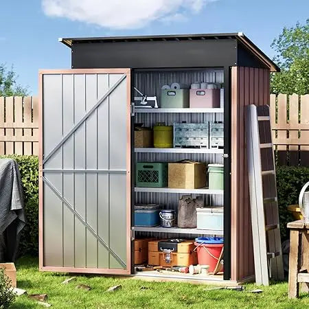 Garden Storage Shed With Lockable Door Steel Sloping Roof