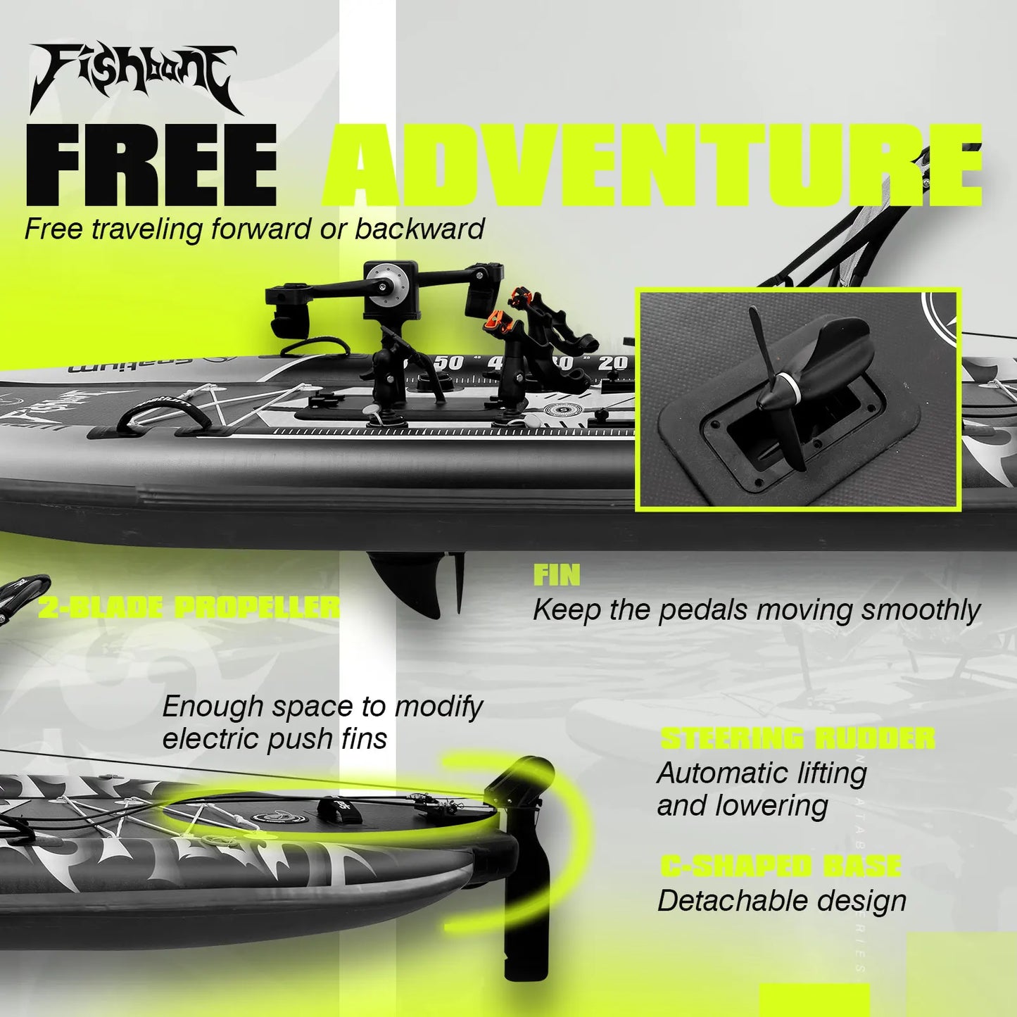 Experience hands free propulsion with Spatium's pedal drive kayak, designed to power your day on the water.