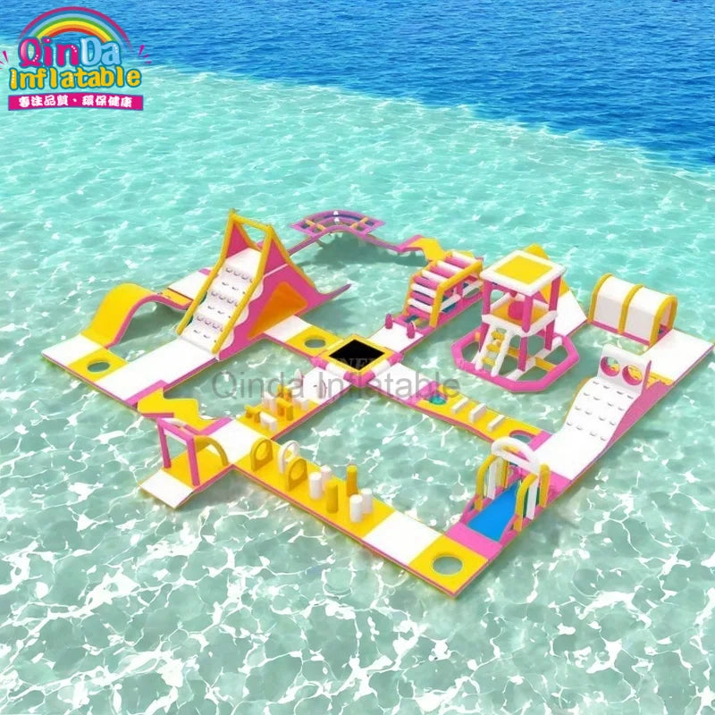 Inflatable Obstacle Course For Lake Water Park Outdoor Fun