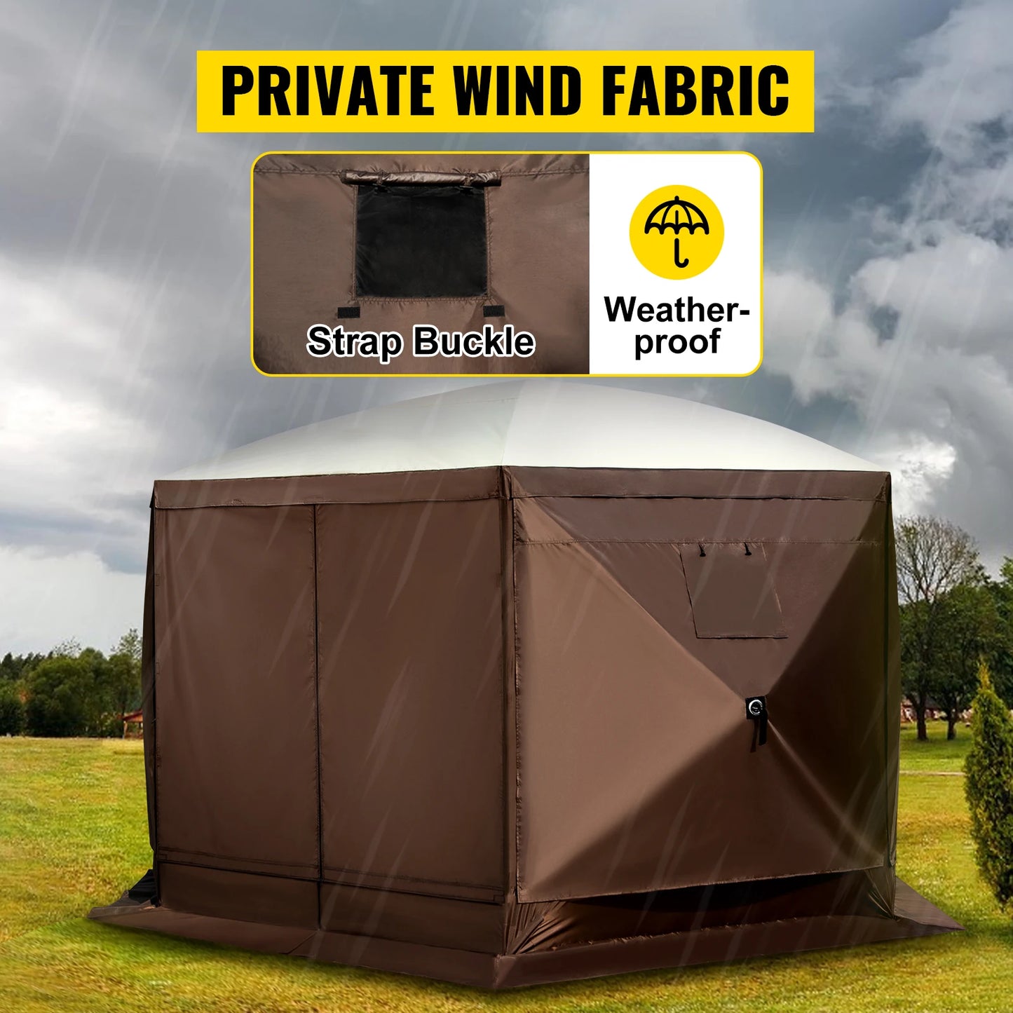 SucceBuy Pop Up Camping Gazebo Six Sided 12x12 or 10x10 Sun Shade Canopy