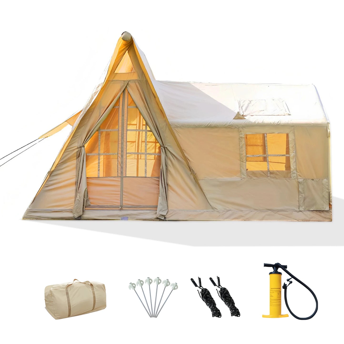 Imagine your family camping in a spacious inflatable tent that sets up in minutes and keeps you comfortable in any season.